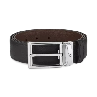 Black/brown 35 mm reversible leather belt