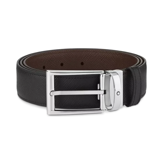 Black/brown 35 mm reversible leather belt