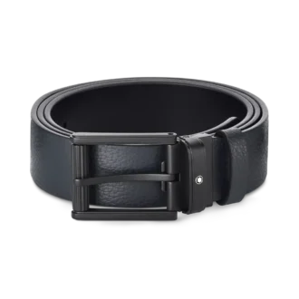 Blue/black 35 mm reversible leather belt