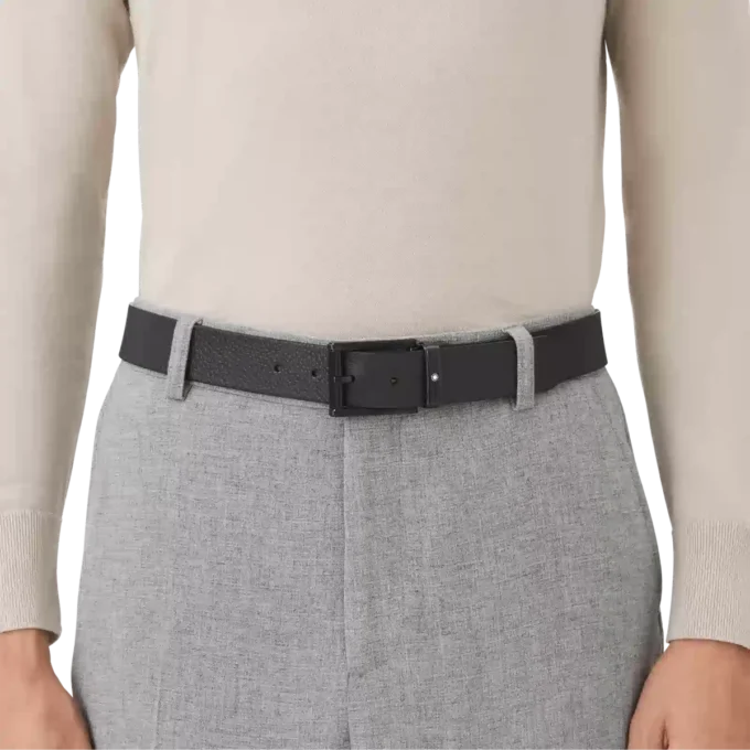 Blue/black 35 mm reversible leather belt