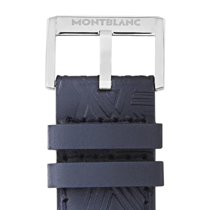 Blue calf strap with gray pin buckle