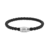Bracelet Steel 3 rings closing and Black leather