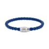 Bracelet Steel 3 rings closing and Blue leather