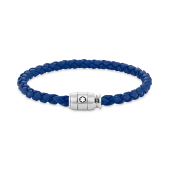 Bracelet Steel 3 rings closing and Blue leather