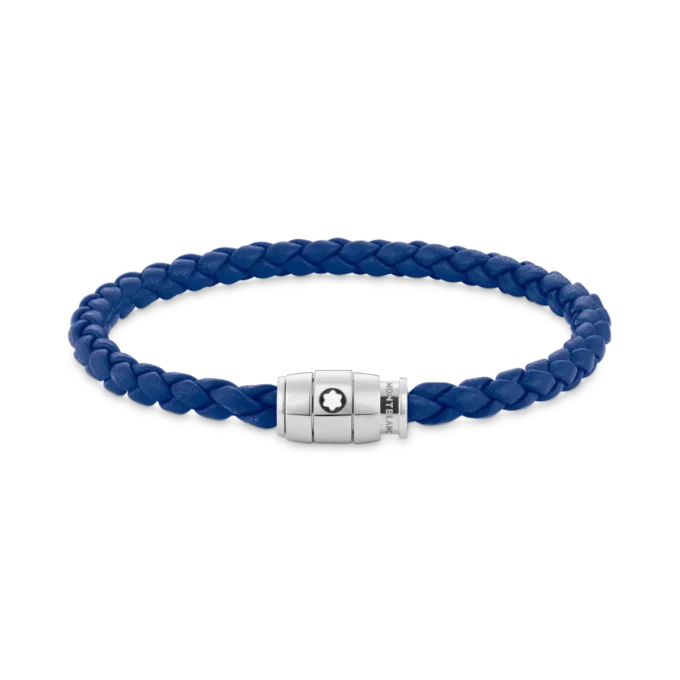 Bracelet Steel 3 rings closing and Blue leather