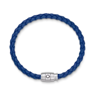 Bracelet Steel 3 rings closing and Blue leather