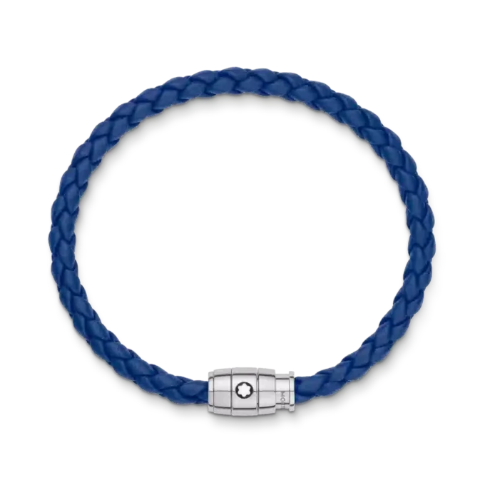 Bracelet Steel 3 rings closing and Blue leather
