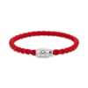 Bracelet Steel 3 rings closing and Red leather