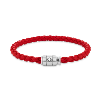 Bracelet Steel 3 rings closing and Red leather