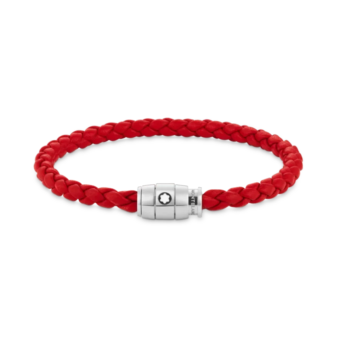Bracelet Steel 3 rings closing and Red leather