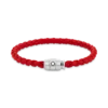 Bracelet Steel 3 rings closing and Red leather