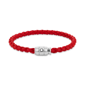Bracelet Steel 3 rings closing and Red leather