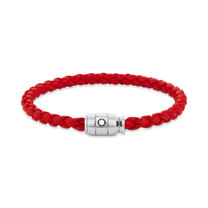 Bracelet Steel 3 rings closing and Red leather