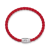 Bracelet Steel 3 rings closing and Red leather