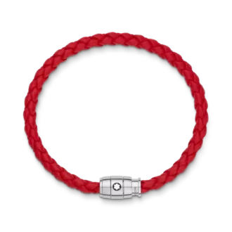 Bracelet Steel 3 rings closing and Red leather