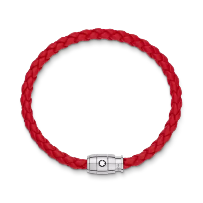 Bracelet Steel 3 rings closing and Red leather