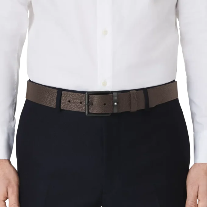 Brown/black 35 mm reversible leather belt