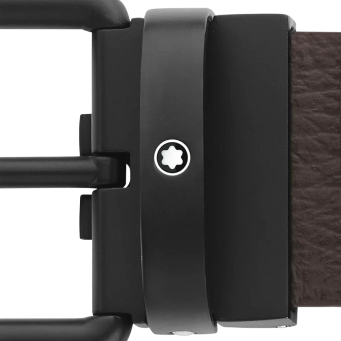 Brown/black 35 mm reversible leather belt