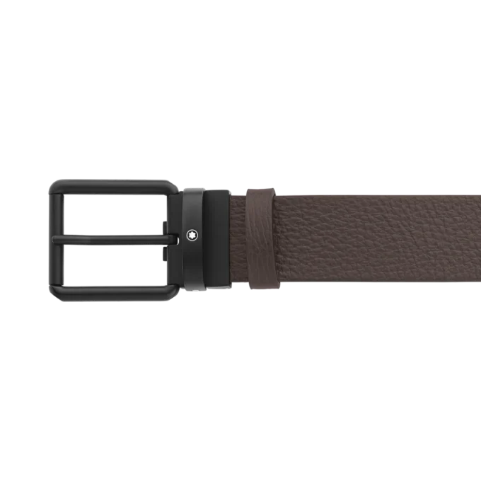 Brown/black 35 mm reversible leather belt