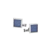 Cufflinks, rectangular in stainless steel with blue patterned inlay