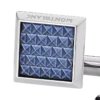 Cufflinks, rectangular in stainless steel with blue patterned inlay