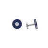 Cufflinks, round in stainless steel with blue resin