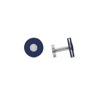 Cufflinks, round in stainless steel with blue resin