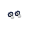 Cufflinks, round in stainless steel with blue resin