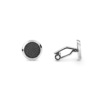 Cufflinks, round in stainless steel with carbon-patterned inlay