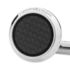 Cufflinks, round in stainless steel with carbon-patterned inlay