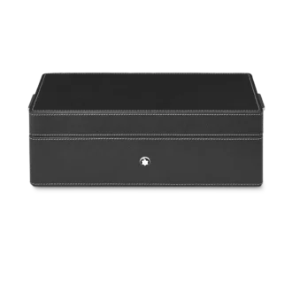 Desk Box in leather for three writing instruments and an ink bottle