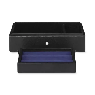 Desk Box in leather for three writing instruments and an ink bottle