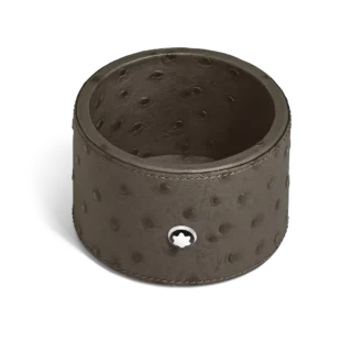 Desk Tray Medium, Ostrich-Embossed Leather, Khaki