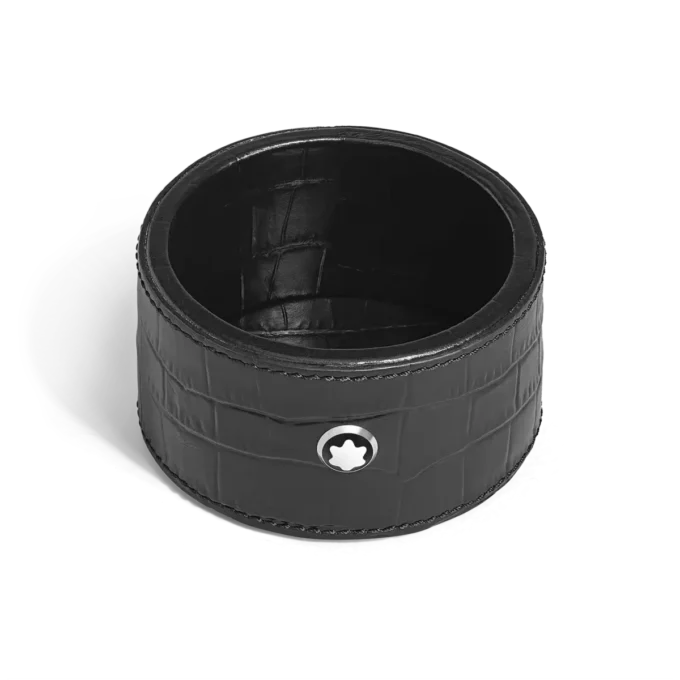 Desk Tray Small, Croco-Embossed Leather, Black