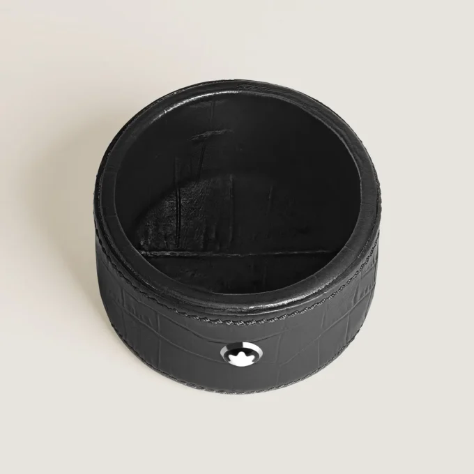 Desk Tray Small, Croco-Embossed Leather, Black