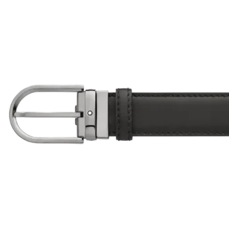 Horseshoe buckle black 35 mm leather belt