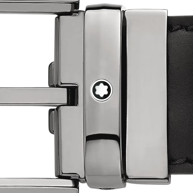 Horseshoe buckle black 35 mm leather belt