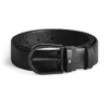 Horseshoe buckle black 35mm leather belt