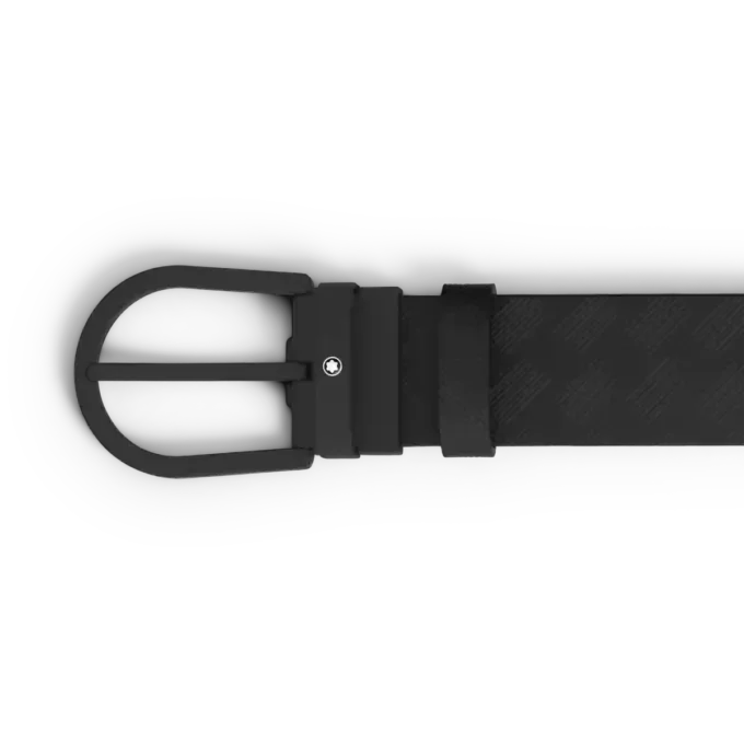 Horseshoe buckle black 35mm leather belt