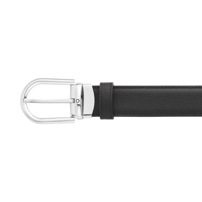 Horseshoe buckle black/blue 30 mm reversible leather belt