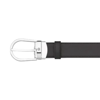 Horseshoe buckle black/brown 30 mm reversible leather belt