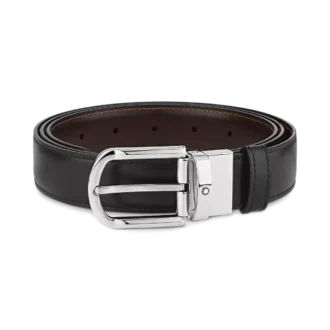 Horseshoe buckle black/brown 30 mm reversible leather belt