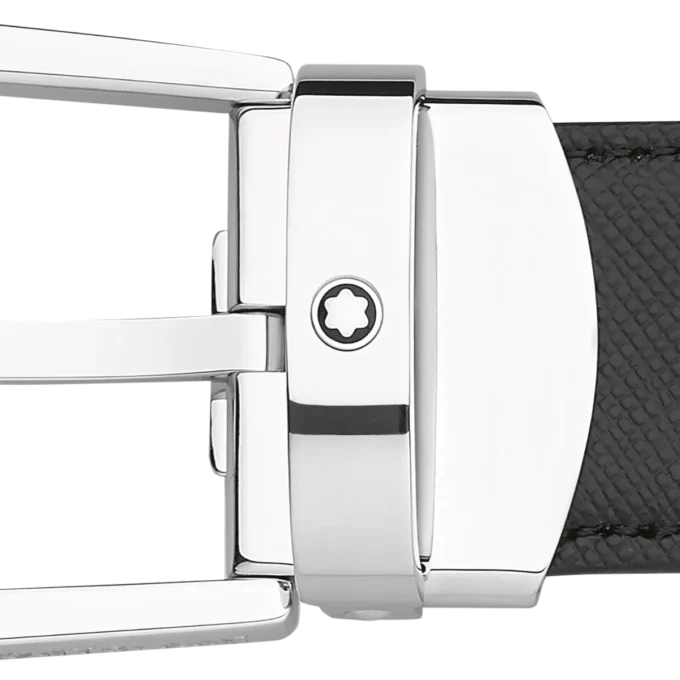 Horseshoe buckle black/brown 30 mm reversible leather belt