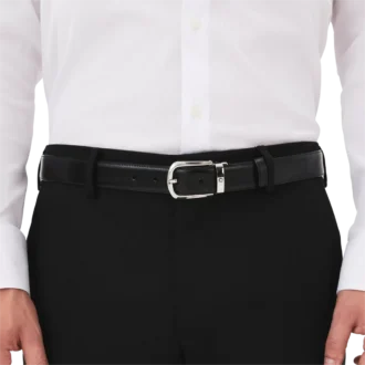 Horseshoe buckle black/brown 30 mm reversible leather belt