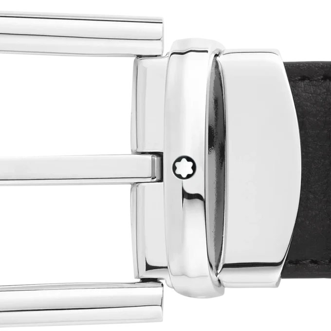 Horseshoe buckle black/brown 30 mm reversible leather belt