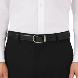 Horseshoe buckle black/brown 30 mm reversible leather belt