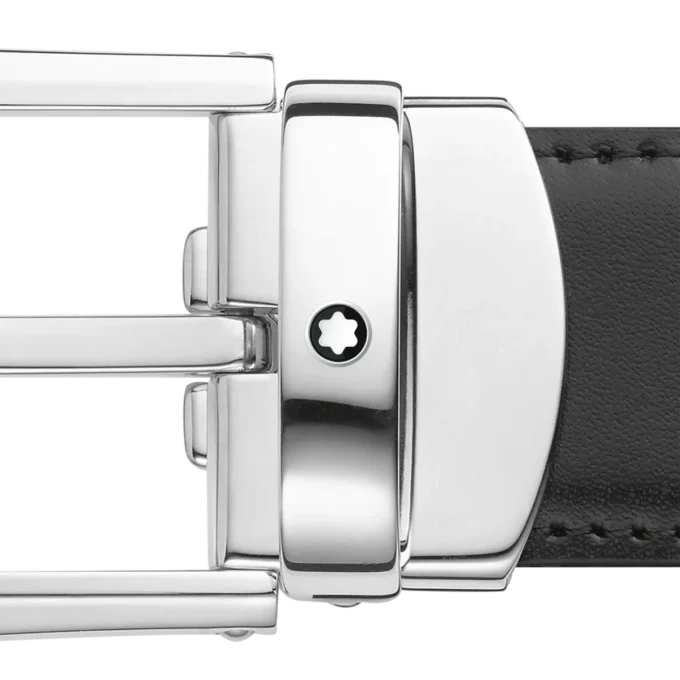 Horseshoe buckle black/brown 30 mm reversible leather belt