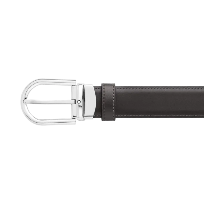 Horseshoe buckle black/brown 30 mm reversible leather belt