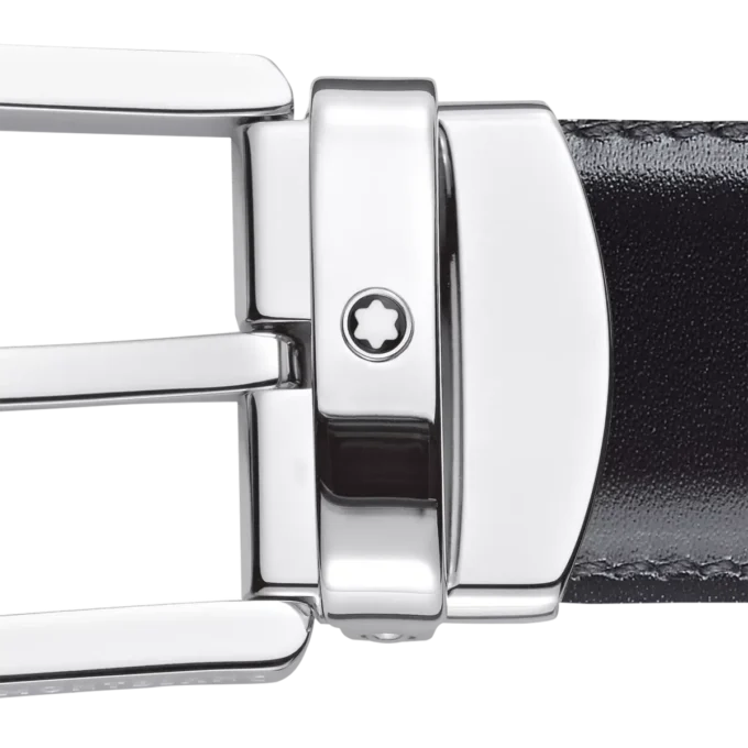 Horseshoe buckle black/brown 30 mm reversible leather belt