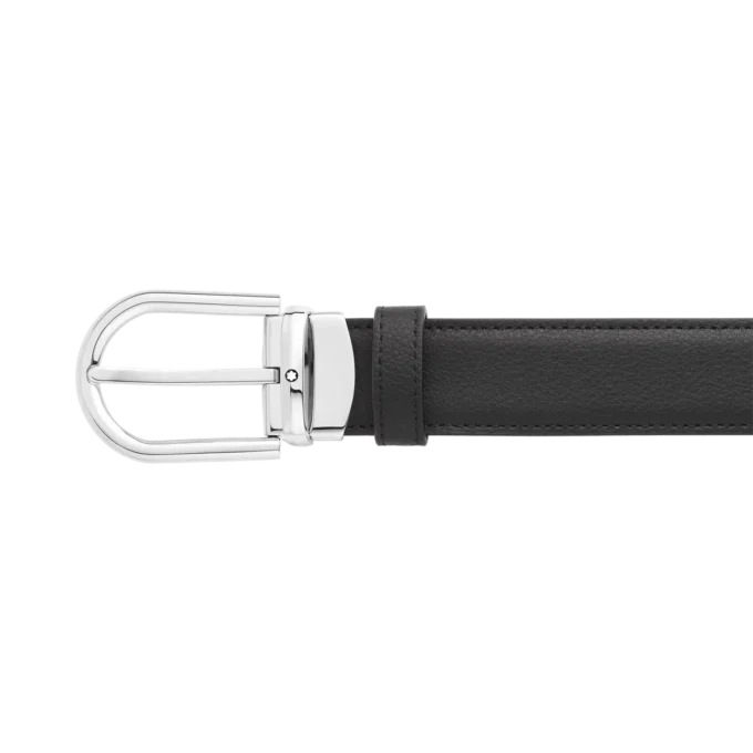 Horseshoe buckle black/brown 30 mm reversible leather belt